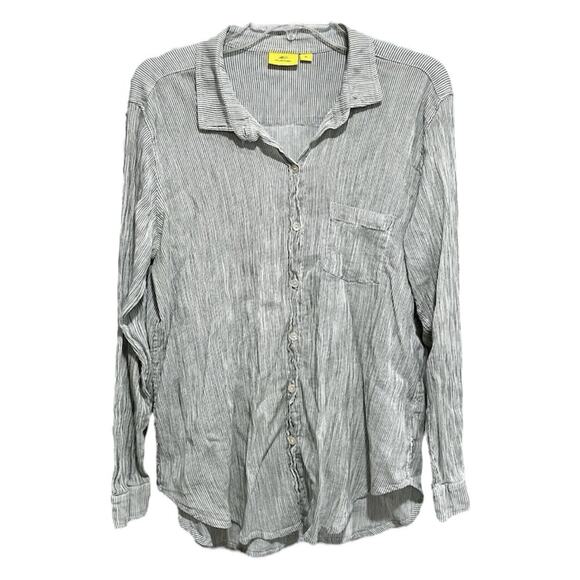 Roberta Roller Rabbit Minimalist Button Front Shirt XL Stripe Beachy Lightweight - Picture 1 of 8